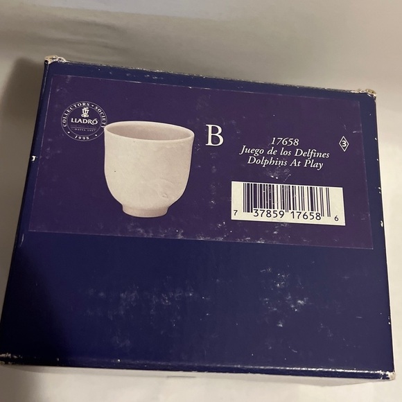 LLADRO 17658 DOLPHINS AT PLAY 1998 MEMBER VOTIVE CUP CANDLE HOLDER 3.5" New - Picture 7 of 7